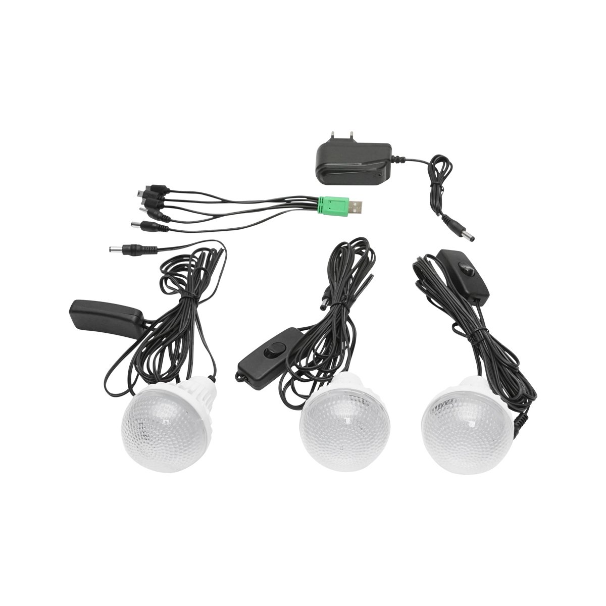 Kit iluminat portabil LED cu 3 becuri/proiector, panou solar si baterie 6V, 3Ah pentru pescuit camping GD-17